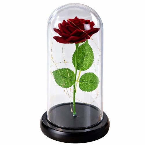 Örök Rózsa Kupolában LED Világítással Piros 21x11cm