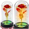 Örök Kristály Rózsa Kupolában LED Világítással Piros 21x11cm