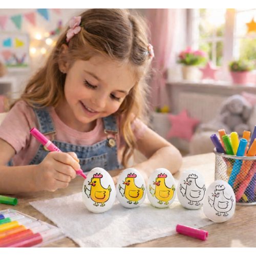 Húsvéti hungarocell tojások festéshez Jelölők tyúk 6db