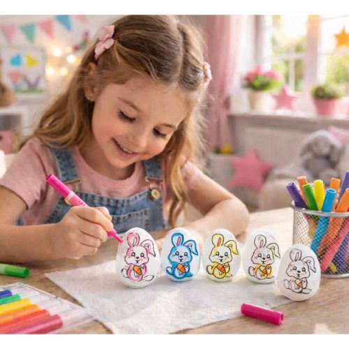 Húsvéti hungarocell tojások festéshez jelölők Nyúl minta C 6db