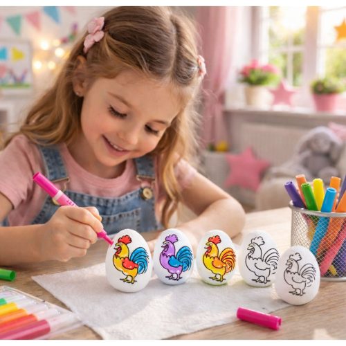 Húsvéti hungarocell tojások festéshez Jelölők Jelölők Kakasok 6db