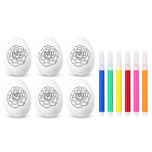 Húsvéti hungarocell tojások festéshez jelölők Virágmintás B 6db