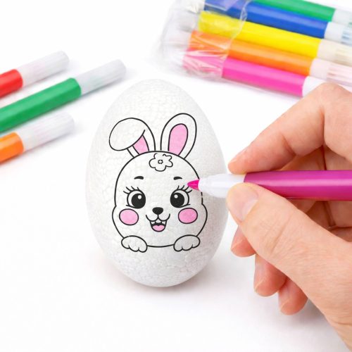 Húsvéti hungarocell tojások festéshez jelölők Nyúl minta D 6db