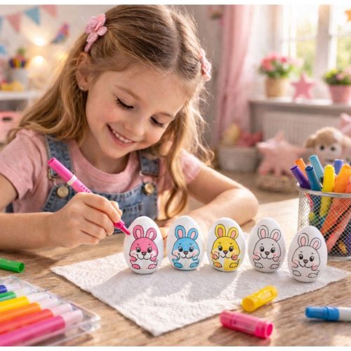 Húsvéti hungarocell tojások festéshez jelölők Nyúl minta D 6db