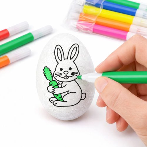 Húsvéti hungarocell tojások festéshez jelölők Filctoll Nyuszi 6db
