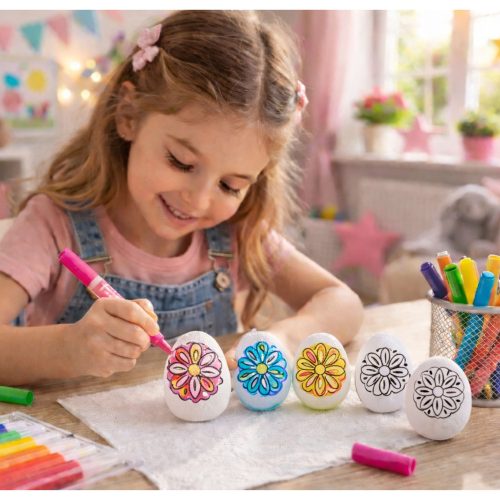 Húsvéti hungarocell tojások festéshez jelölők Virágmintás A 6db