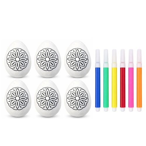 Húsvéti hungarocell tojások festéshez jelölők Virágmintás A 6db
