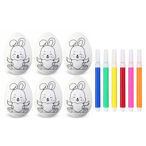 Húsvéti hungarocell tojások festéshez jelölők Nyúl mintás E 6db