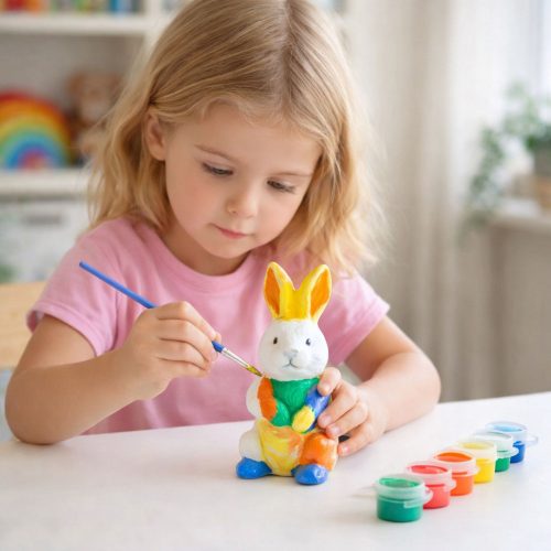 Húsvéti szett hungarocell tojás 3db nyuszi figura festékek