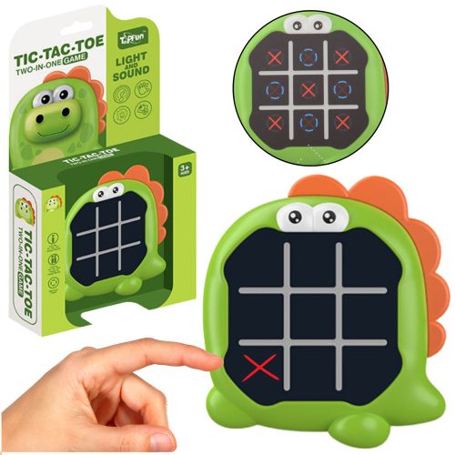 Elektronikus játék 3 az 1-ben Tic Tac Toe memória zöld dinoszaurusz