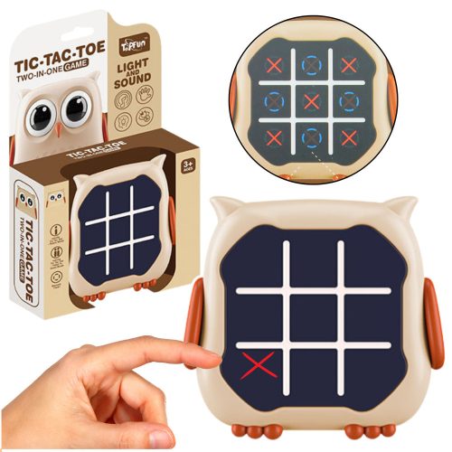 Elektronikus játék 3 az 1-ben Tic Tac Toe memória bagoly bézs