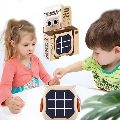 Elektronikus játék 3 az 1-ben Tic Tac Toe memória bagoly bézs