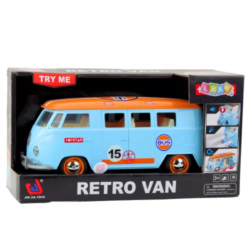Retro kisteherautó busz fényei nyíló ajtók kék hangjai