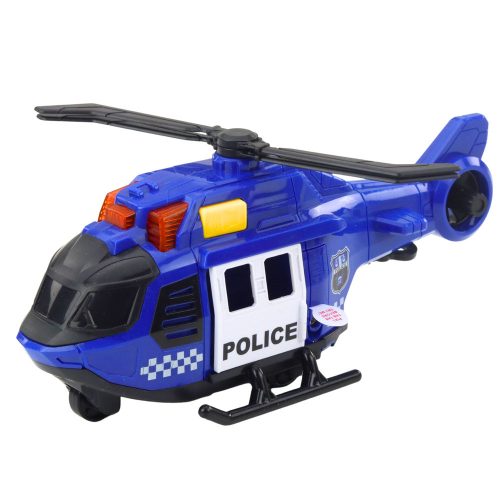 Rendőrségi helikopter daru fényekkel kéken hangzik