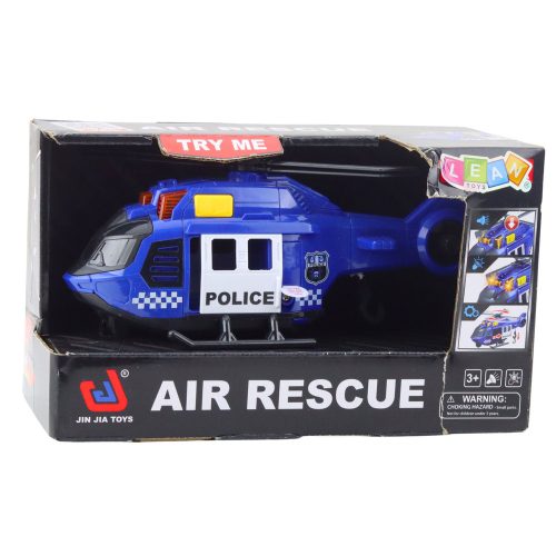 Rendőrségi helikopter daru fényekkel kéken hangzik