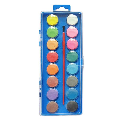 Akvarell iskolai festékek készlete, 16 színű ecset