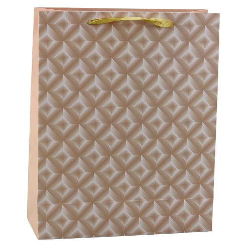Világos bézs dombornyomott ajándéktáska 32 x 26 x 10 cm