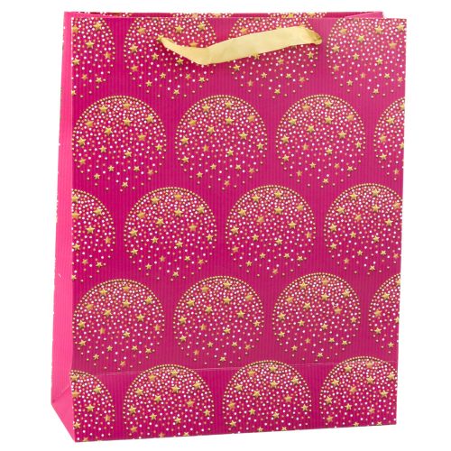 Elegáns ajándéktáska Gold Stars Pink 32 x 26 x 10 cm