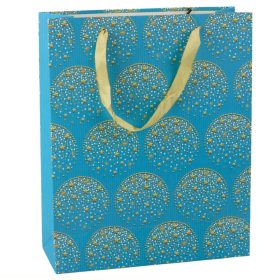 Elegáns ajándéktáska Gold Stars Blue 32 x 26 x 12 cm