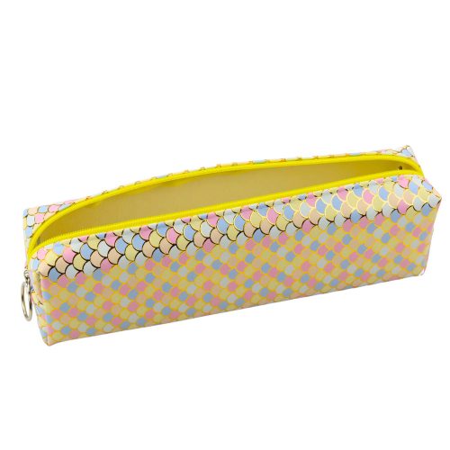 Iskolai tolltartó szervező sellő mérleg mintás nagy sárga cipzár 21x6cm