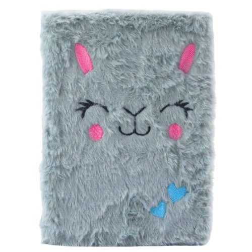 Plüss Notebook vonalas jegyzetfüzet, szürke, nyúl, A5, 80 lapos