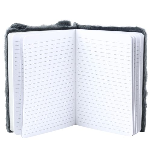 Plüss Notebook vonalas jegyzetfüzet, szürke, róka mintás, A5, 80 lapos