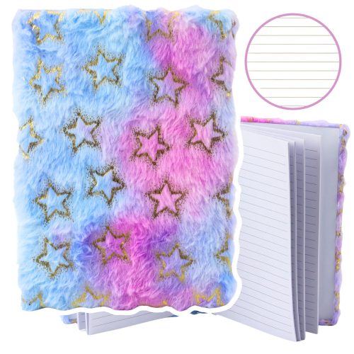 Plüss jegyzetfüzet jegyzetfüzet bélelt Gold Stars pasztell A5 80 lapos