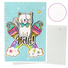   Notebook Notebook bélelt macska unikornis fagylalt szivárvány türkiz A5 60 lap