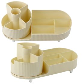   Többfunkciós kozmetikai rendszerező, forgatható, tágas, bézs