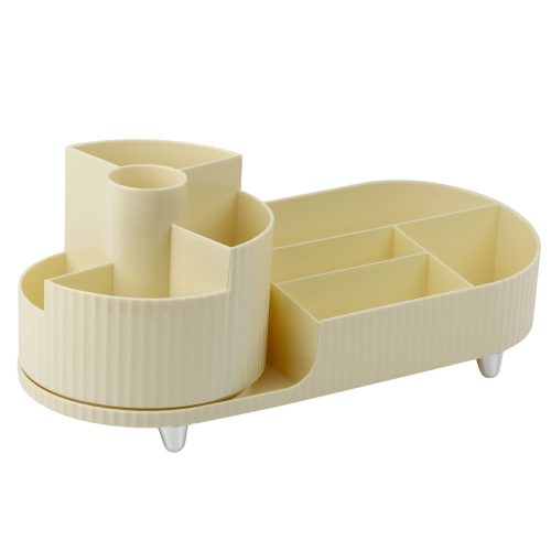 Többfunkciós kozmetikai rendszerező, forgatható, tágas, bézs