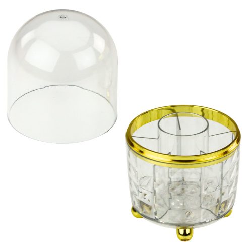 360°-ban forgatható rendszerező ecsetek és kozmetikumok számára, fedővel, átlátszó