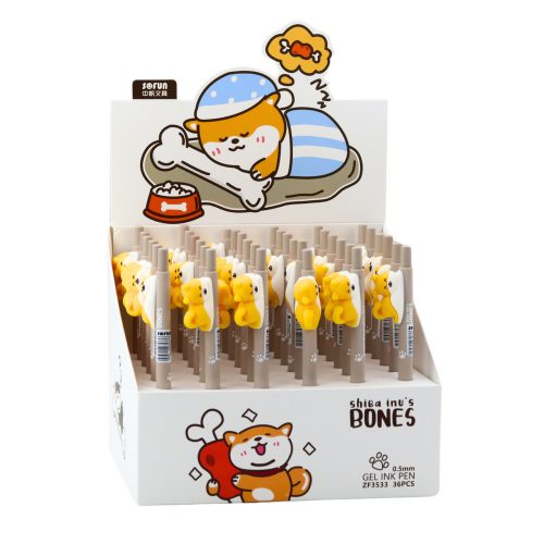 Golyóstoll sárga Shiba Dog Figure Blue tintával, 0,5 mm