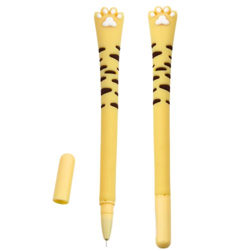Cat Paw Gel Pen Blue Ink Cap Stripes Sárga 16,5cm