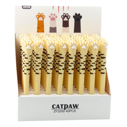 Cat Paw Gel Pen Blue Ink Cap Stripes Sárga 16,5cm