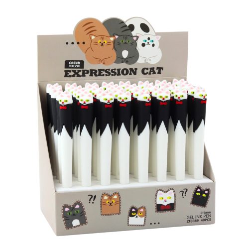 Macska csípős tollal, kék tinta sapkával, fekete-fehér 16,5 cm