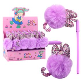 Gél toll lila kupakkal és kék tintával 17 cm 0,5 mm