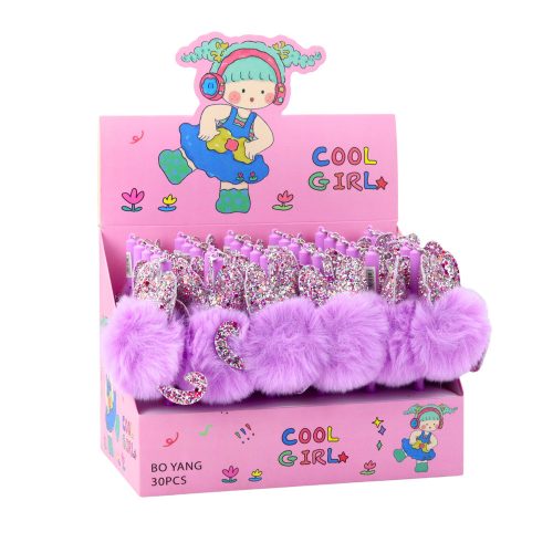 Gél toll lila kupakkal és kék tintával 17 cm 0,5 mm