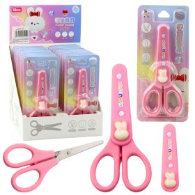 Iskolai olló fedővel Dekoratív fehér nyuszi 14cm