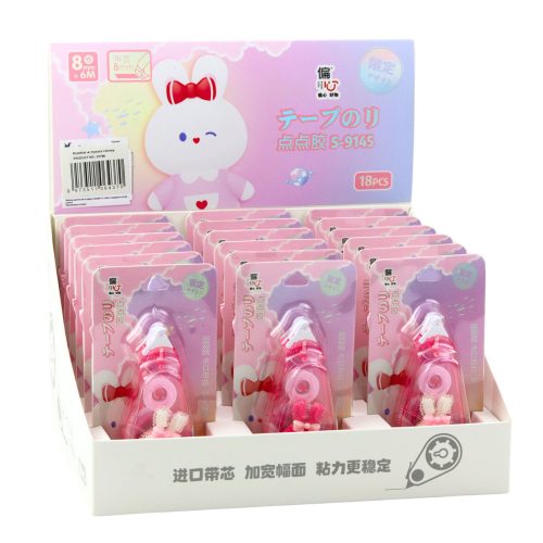 Javítószalagos egér Iskolai irodai dekoratív nyuszi rózsaszín 8mm x 6m