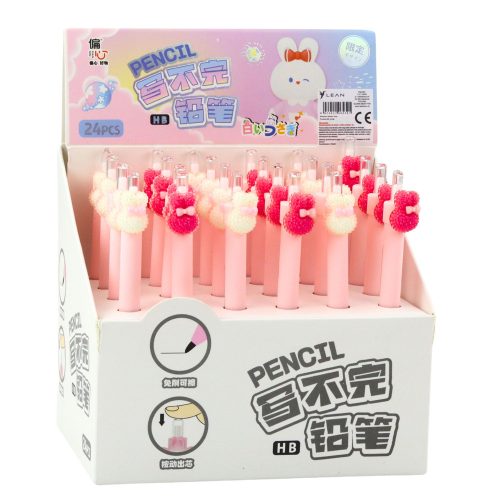 Rózsaszín 15 cm-es nyuszi dekoratív mechanikus ceruza