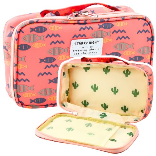 Iskolai tolltartó Szervező Tágas kiegészítő zsebhal rózsaszín 21,5 cm