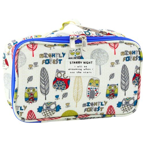 Tolltartó Iskola Szervező Kozmetikai táska Zseb Baglyok Fehér 22,5cm