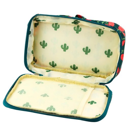 Ceruza toll iskolaszervező kozmetikai táska zseb cseresznye zöld 22,5 cm