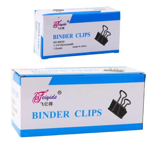 Univerzális irodai klipszkészlet rugós acél fekete 32mm 12db