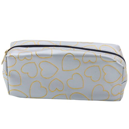 Egyrekeszes Iskolai Irodai tolltartó Arany Szívek Ezüst 20x8 cm