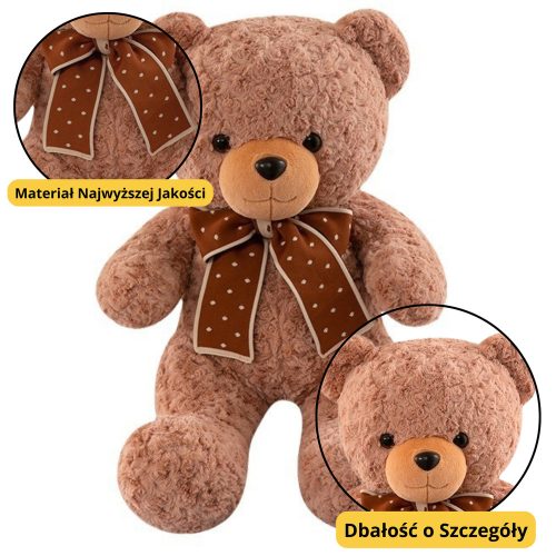 Plüss kabala bújós maci masni pöttyökkel 45cm