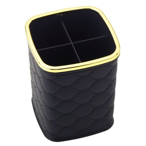 Ecsetrendező, négy rekeszes, fekete, 12 x 9,5 cm