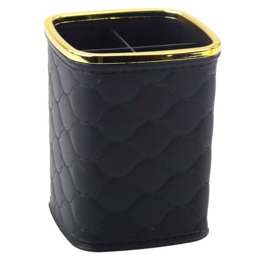 Ecsetrendező, négy rekeszes, fekete, 12 x 9,5 cm