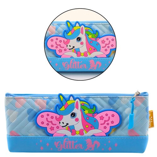 Egyszarvú kék tolltartó iskolakészlet 20 x 8,5 cm