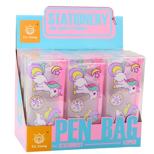 Tolltartó iskolai készlet átlátszó fánk unikornisok 20 x 8,5 x 4 cm